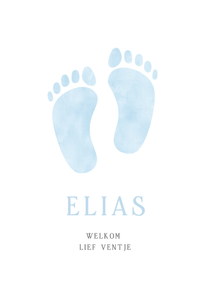 Klassiek ovaal geboortekaartje met lichtblauwe voetjes 