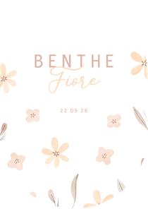  Lief ovaal geboortekaartje met takjes en bloemetjes