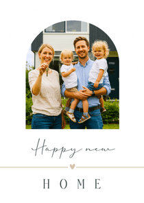 Minimalistische verhuiskaart boogvorm met foto