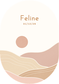 Modern geboortekaartje ovaal met landschap roze