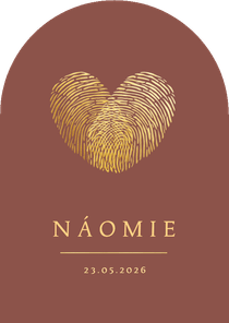 Origineel geboortekaartje vingerafdrukken hartje in boogvorm