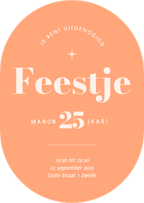 Originele uitnodigingen feestje modern oranje in ovaal