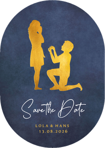 Save the Date kaart silhouet aanzoek trouwen in ovaal vorm 