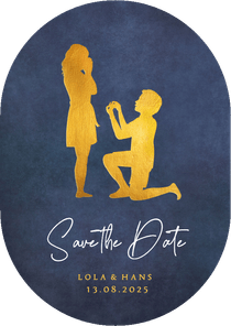 Save the Date kaart silhouet aanzoek trouwen in ovaal vorm
