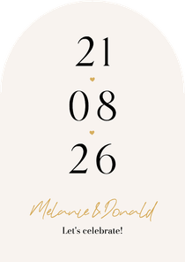 Stijlvolle boogkaart trouwen datum grafisch eenvoudig