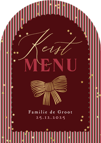 Stijlvolle menukaart kerst strik sterren goud boog