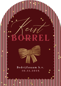 Stijlvolle uitnodiging kerstborrel zakelijk strik goud