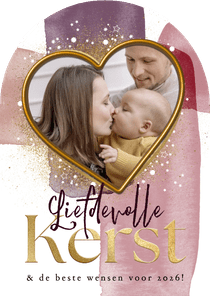 Trendy kerstkaart liefdevolle kerst hart watercolor foto 
