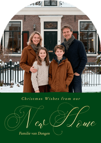 Verhuiskaartje kerst met foto new home boog groen