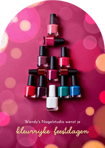 Zakelijke kerstkaart manicure nagelstudio kerstboom bokeh