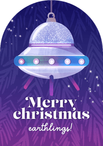 Zakelijke kerstkaart ruimtevaart ufo kerstbal