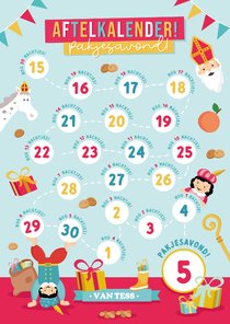 Aftelkaart pakjesavond Sinterklaas voor een kind