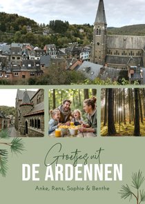 Ansichtkaart foto's groetjes uit ardennen dennentakjes