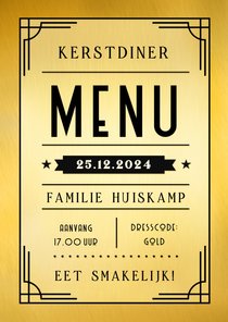 Art-deco filmposter stijl menukaart voor het kerstdiner