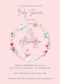 Baby shower uitnodiging prinses zwaan