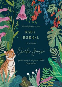 Babyshower uitnodiging tijger in de jungle