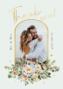 Bedankkaart bruiloft bloemen romantisch stijlvol foto