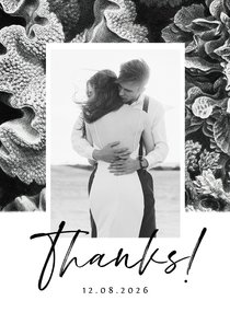 Bedankkaart bruiloft onderwater zwart wit stijlvol foto