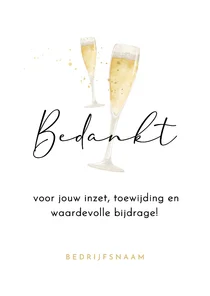 Bedankkaart collega medewerker champagne zakelijk