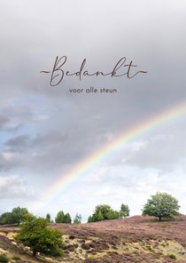 Bedankkaart heidelandschap met regenboog