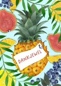 Bedankkaart met ananas en takjes