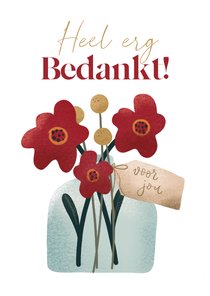 Bedankkaart met bos bloemen en kaartje: voor jou