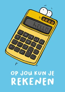 Bedankkaart op jou kun je rekenen rekenmachine