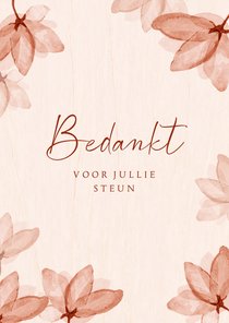 Bedankkaart rouw bloesem waterverf hout natuur