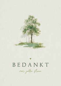 Bedankkaart rouw klassiek stijlvol bomen waterverf groen