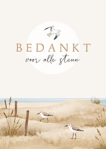 Bedankkaart rouw strand vogels zee duinen unisex