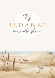 Bedankkaart rouw strand vogels zee duinen unisex