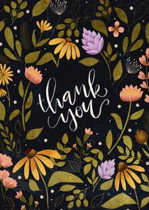Bedankkaart thank you met bloemen 