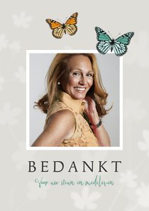 Bedankkaart vlinders overlijden rouw bloemen foto