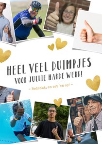 Bedankkaartje hulpverleners duimpjes omhoog foto's