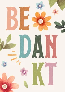 Bedankkaartje met kleurrijk tekst