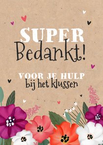 Bedankt voor het klussen bloemen hartjes kraftlook