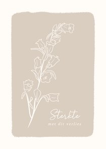 Beige condoleance kaartje met lijntekening bloem