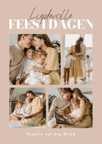 Beige fotocollage kerstkaart liefdevolle feestdagen