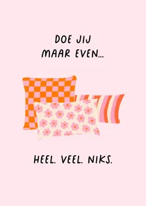 Bemoedigende beterschapskaart met trendy roze oranje kussens