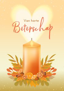 Beterschap illustratie brandende kaars met lichtgevend hart