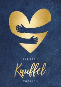 Beterschap papieren knuffel met gouden hart staand