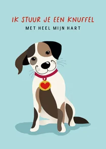 Beterschapskaart - Hond met hartje op zijn halsband