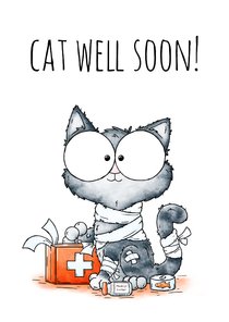 Beterschapskaart kitten 'cat well soon!'