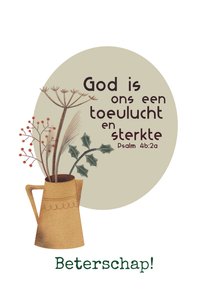 Beterschapskaart met bijbeltekst en droogbloemen