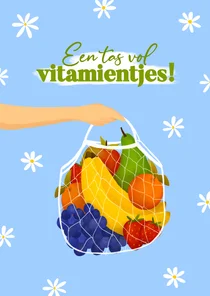 Beterschapskaart met een tas vol vitamientjes