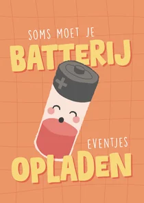 Beterschapskaart met illustratie van een lege batterij