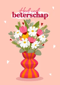 Beterschapskaart met mooie, moderne bos bloemen 