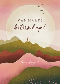 Beterschapskaart met vuurtoren in landschap