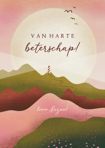 Beterschapskaart met vuurtoren in landschap