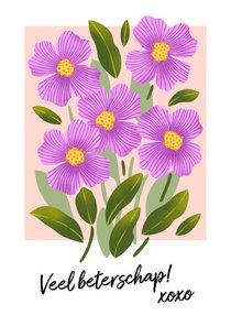 Beterschapskaart paarse bloemen polaroid
